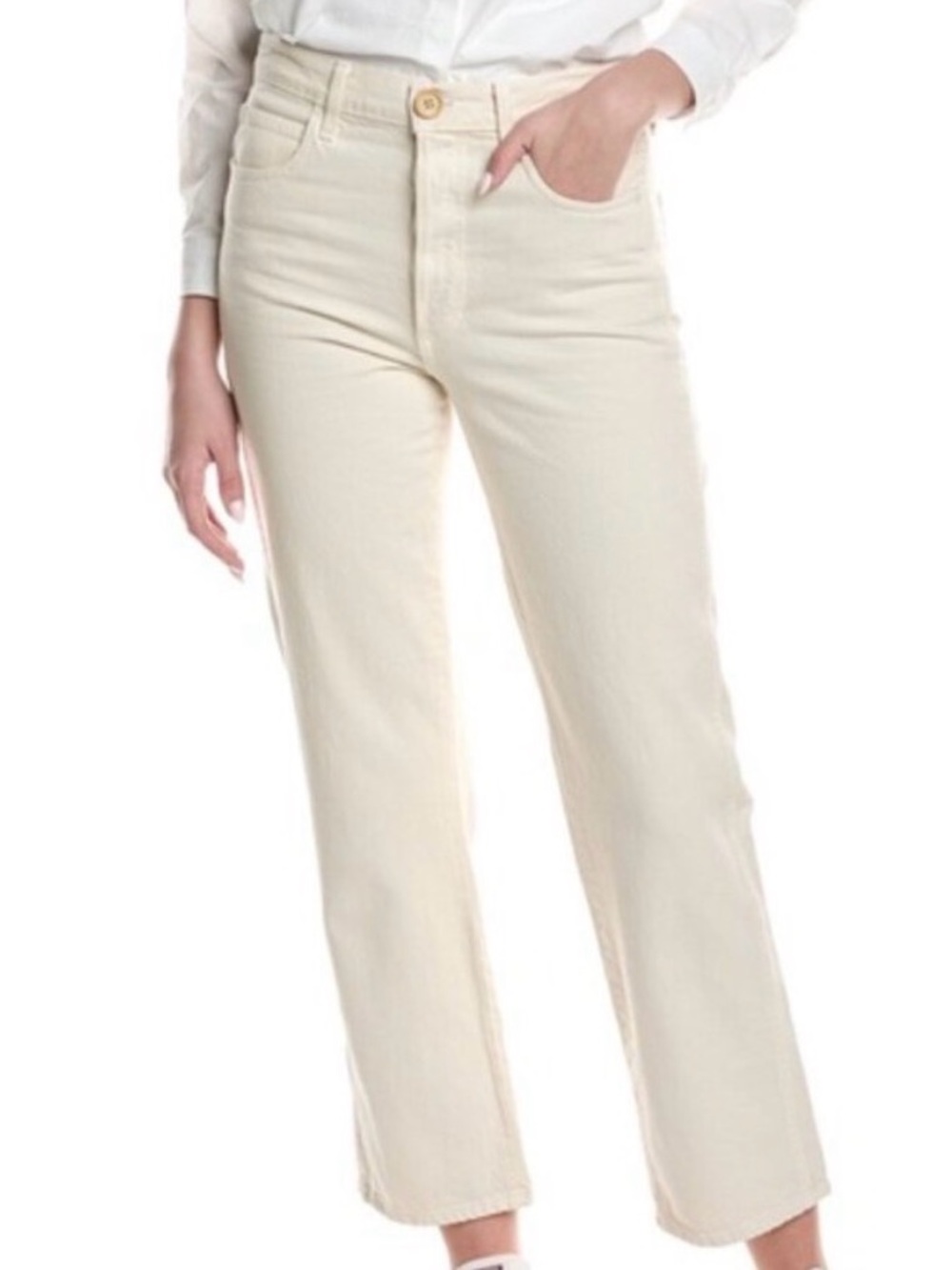 AMO NWT Layla High Rise Straight Leg Jeans Ivory Size 26